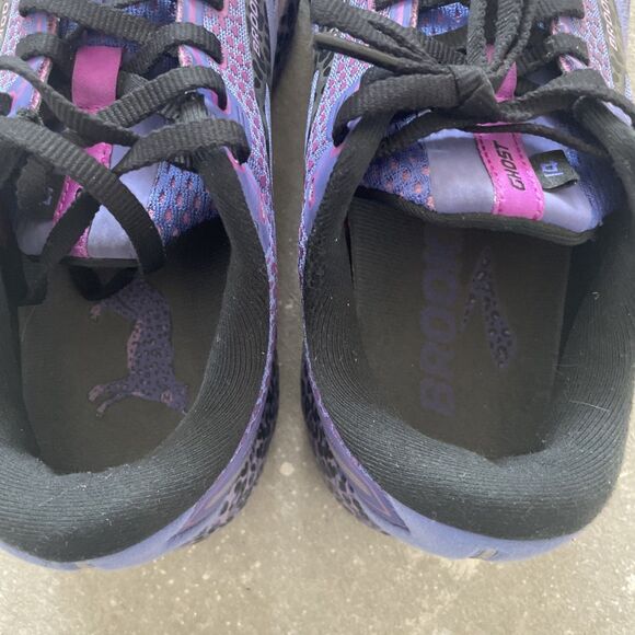Women's Brooks Ghost 14 Purple Cheetah Running Shoes Sz 10 B Athletic Gym *READ* - Picture 11 of 11
